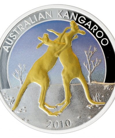 2010 Kangaroo Australia Perth Mint 1 oz Silver Gold Plated Medal