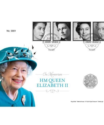 2022 Queen Elizabeth II Memoriam UK 50p BU Coin Cover PNC RM