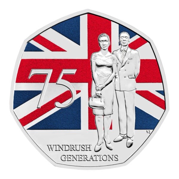 2023 75 Years of Windrush Generation Coloured 50p BU RM - Image 3