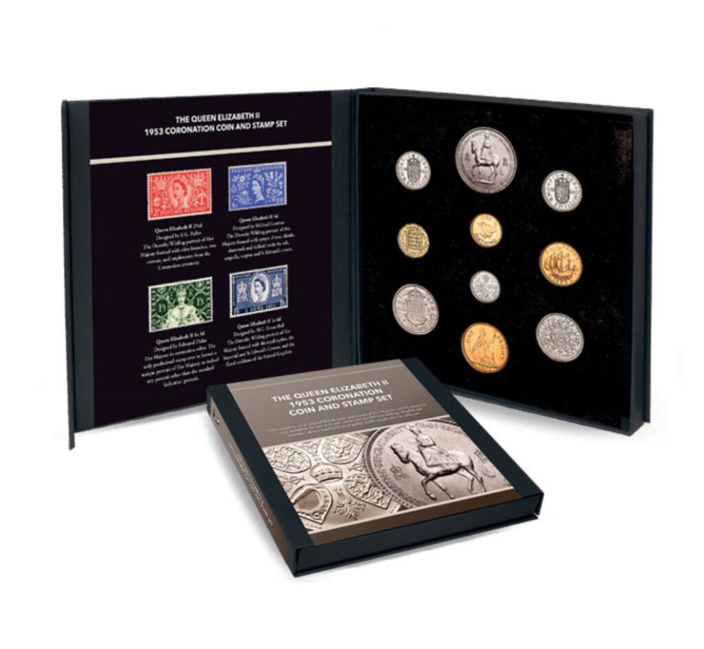 1953 Queen’s Coronation Coin and Stamp Set - CrawleyCoins