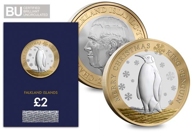 2020 Falkland Islands Penguin 50p Coin Set – 4 Uncirculated Fifty Pence, Elizabeth II