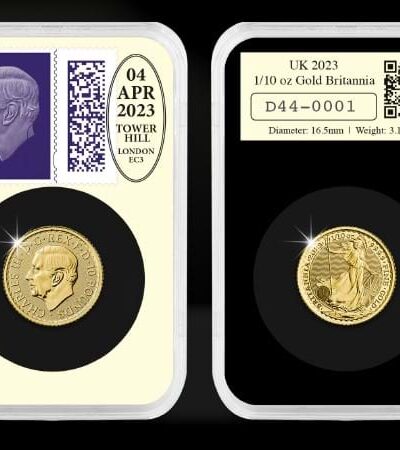 2023 First of King Charles III Stamps: 1/10oz Gold Britannia DateStamp™ Issue