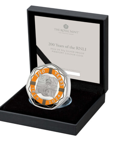 2024 Royal National Lifeboat Institution RNLI 50p Coloured Silver Proof Piedfort