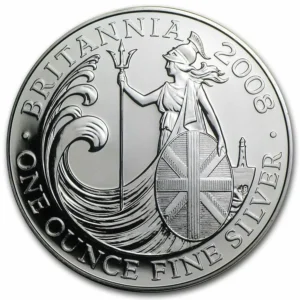 2008 Britannia Silver 1 Oz Bullion Coin in Capsule