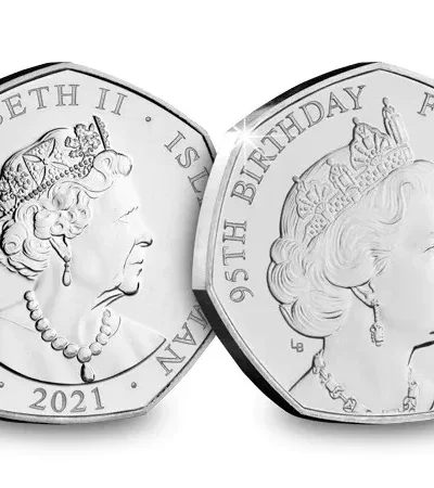 2021 Isle of Man QEII 95th Birthday BU 50p 3rd Portrait in Capsule