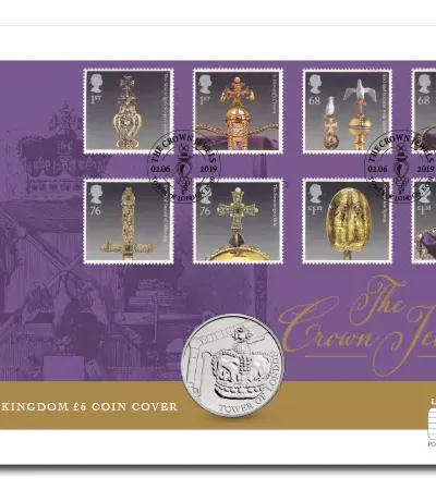 2019 Crown Jewels UK £5 BU Coin Cover WM