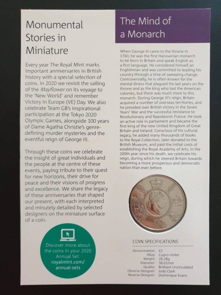 BUNC from Royal Mint set 2020 Legacy of George III £5 Coin 