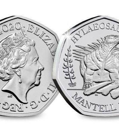2020 Dinosauria BUNC UK 50p Hylaeosaurus Coin in Capsule