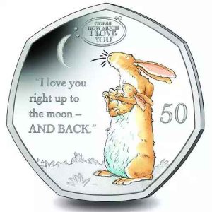 2021 Gibraltar Guess How Much I Love You Coloured 50p BU Coin in Capsule