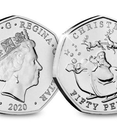 2020 Gibraltar Christmas 50p BU Coin in Capsule