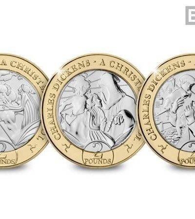 2020 Isle of Man A Christmas Carol BU £2 Set Coins in Capsules