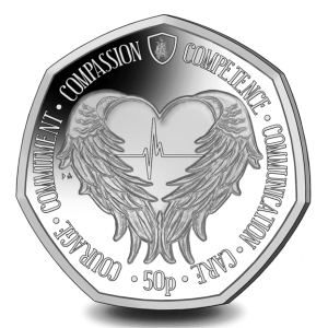 2021 Angel Wings Diamond Finish BU 50p Coin in Capsule