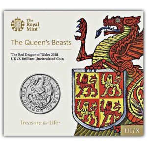 2018 Queen's Beasts - Red Dragon of Wales £5 BU