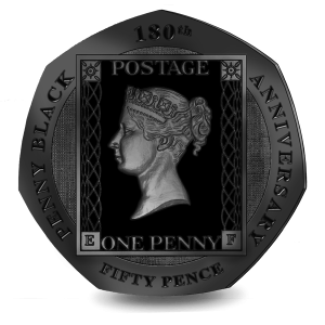 2020 Gibraltar Penny Black Stamp 50p BU Coin in Capsule