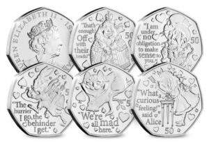 2021 Isle of Man - Alice in Wonderland 50p BU Set in Capsules