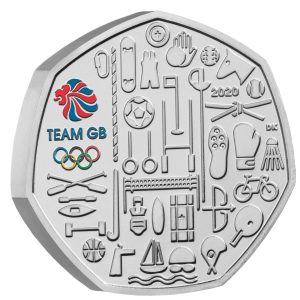 2021 Tokyo Olympics Team GB Coloured BU 50p Coin in Capsule