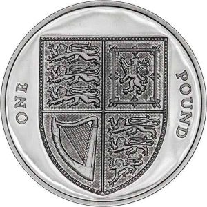 2008 UK Coin £1 Silver Proof Shield of Arms Coin in Capsule