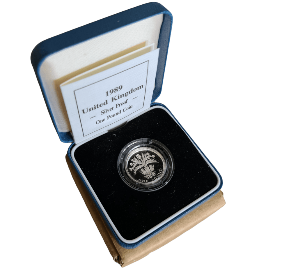 1989 UK Coin £1 Silver Proof Scottish Thistle - CrawleyCoins