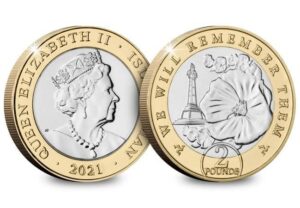 2021 Isle of Man Remembrance BU £2 War Memorial Coin in Capsule