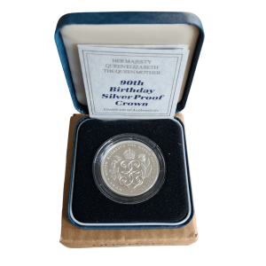 1990 Queen Mother 90th Birthday UK £5 Coin in Capsule - CrawleyCoins