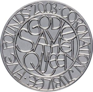 2003 Queen Coronation Jubilee £5 BU Coin in Capsule