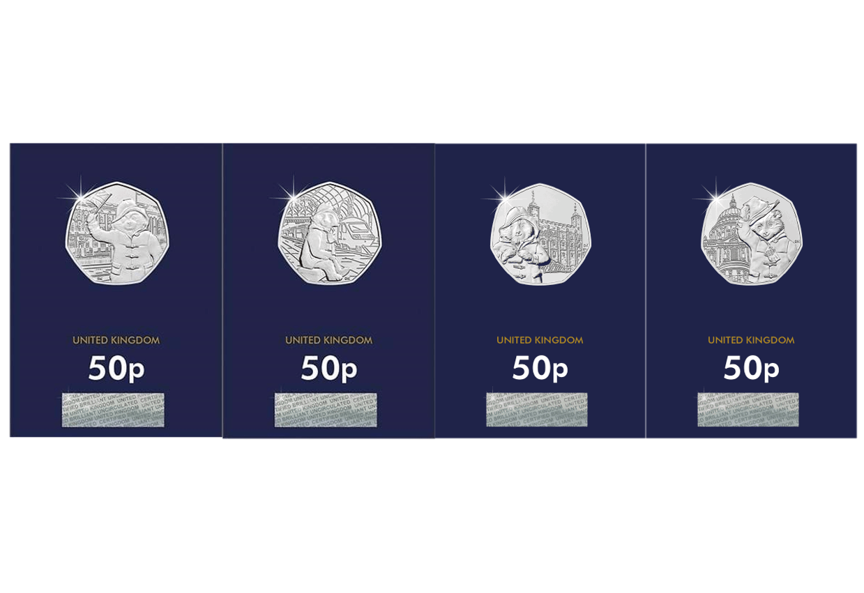 Fevs 2018 and 2019 Complete Paddington 50p Coin Packs Change Checker Album and all four coins