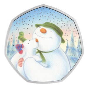 2022 Snowman and Snowdog UK Christmas 50p Colour BU Coin in Capsule