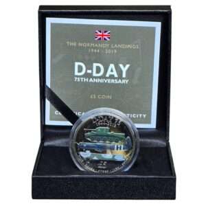 2019 Guernsey D-Day Coloured £5 BU Coin