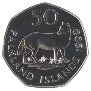 1999 Falkland Islands Warrah BU 50p Coin in Capsule