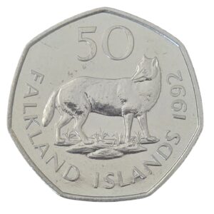 1992 Falkland Islands Warrah BU Large 50p Coin in Capsule