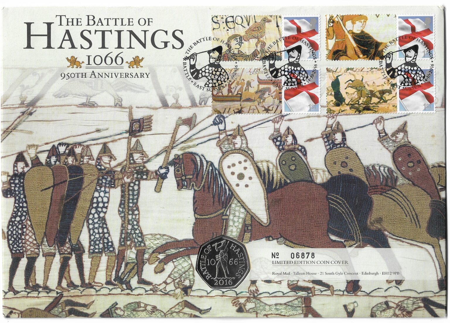 2016 Battle of Hastings 50p BU Coins with Stamps PNC - CrawleyCoins