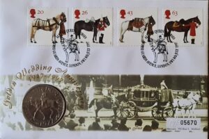 1997 1977 Golden Wedding 1 Crown Coin Cover  by Mercury