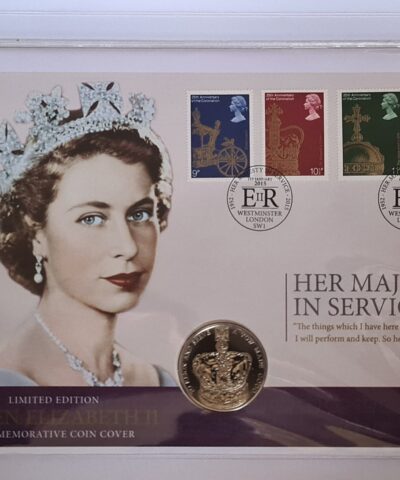 2015 Her Majesty in Service UK £5 BU Coin with Stamps PNC