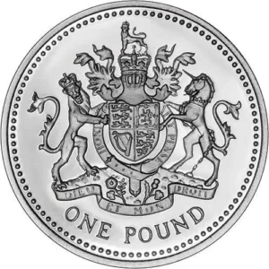 2008 UK Coin £1 Silver Proof Coat of Arms Coin in Capsule