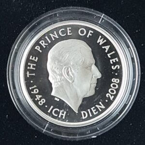 2008 Prince of Wales 60th Birthday £5 Silver Proof Coin in Capsule