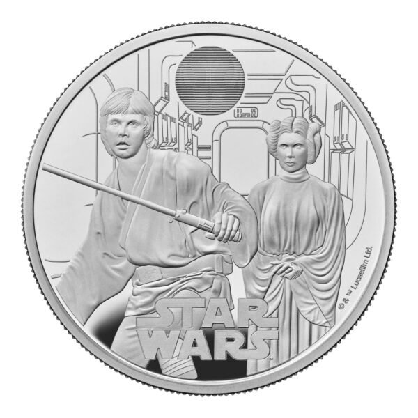 2023 Star Wars - 03 Luke Skywalker and Princess Leia 2 Oz Silver Proof - Image 3