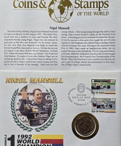 1992 1993 Isle of Man – Nigel Mansell Vireneum £2 Coin Cover