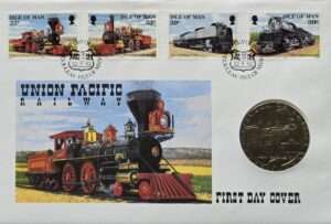 1992 Isle of Man 1 Crown Union Pacific Railway Coin Cover