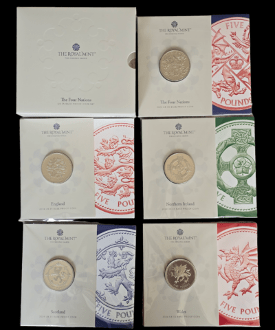 2024 Full Set of The Four Nations UK Proof £5 RM Exclusive