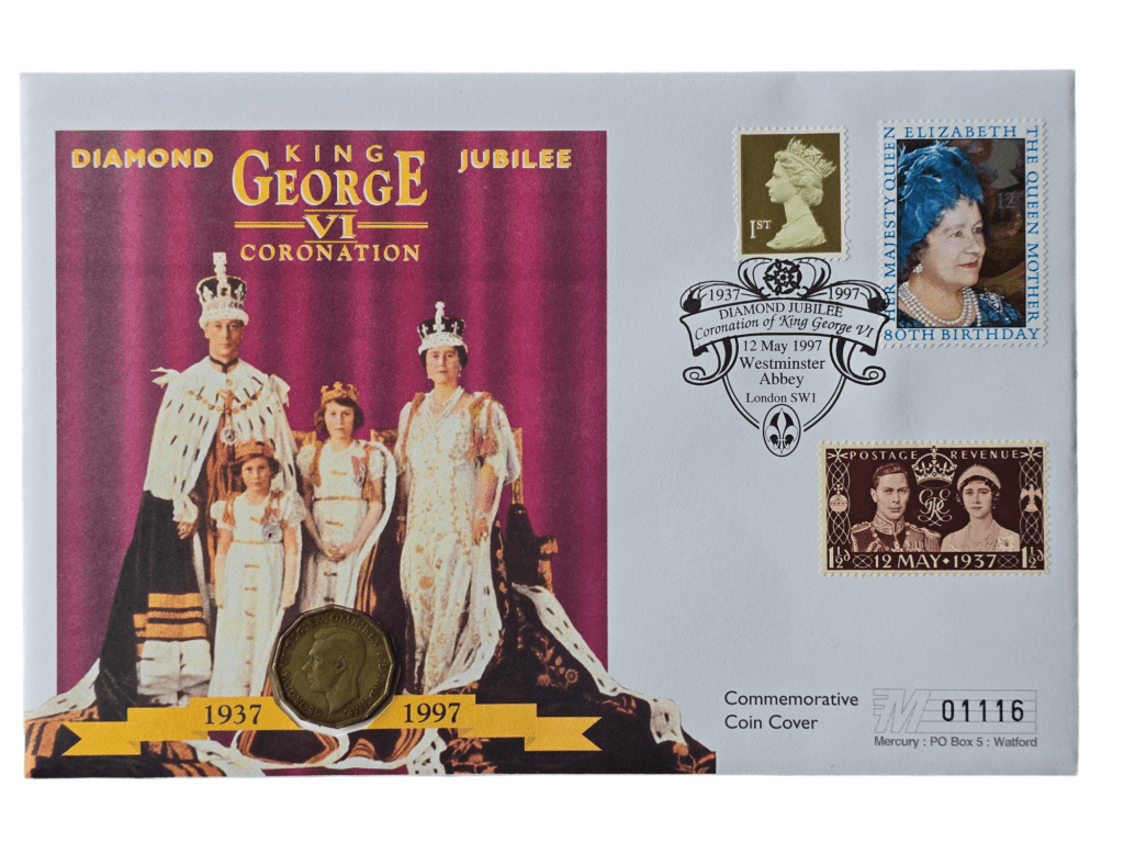 1937 1997 Diamond Jubilee King George VI Coronation Three Pence Coin ...