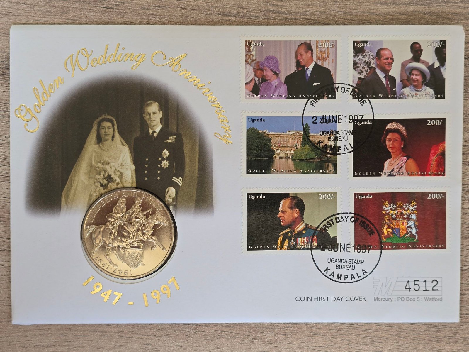 1997 Uganda – Golden Wedding Anniversary 2000 Shillings Coin Cover