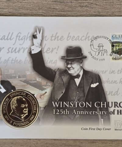 1999 Guernsey – Winston Churchill £5 BU Coin Cover Mercury