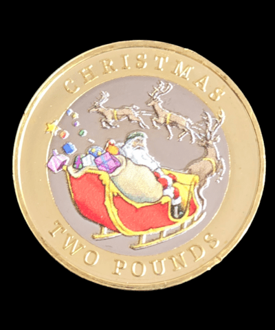 2020 Gibraltar Christmas £2 Colour Coin in Capsule