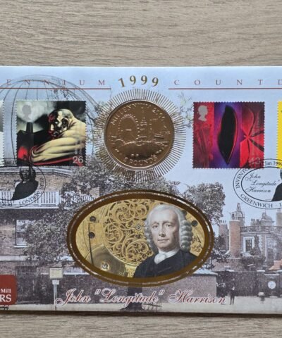 Discover the Unique 1999 Coin Cover by Benham featuring the 1998 Gibraltar Millennium £5 BU Coin