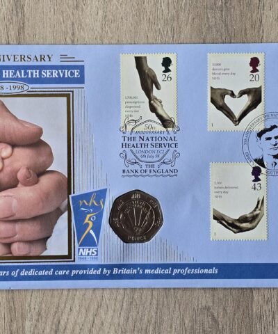 Explore the 1998 NHS 50p Coin Cover by Benham