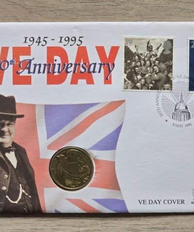 1995 UK £2 VE Day Peace Dove Coin Cover Mercury