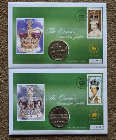 2003 Isle of Man – Golden Jubilee 2x Coin Covers Collection