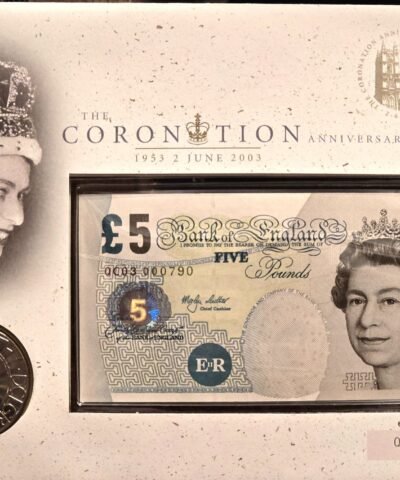 2003 Queen Coronation £5 BU Coin with Banknote Cover RM