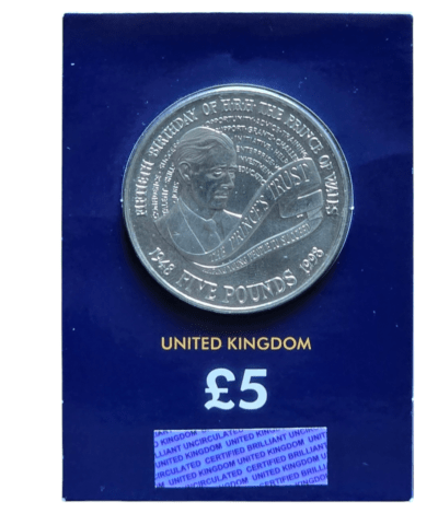 1998 Prince Charles 50th Birthday £5 BU CC Certified