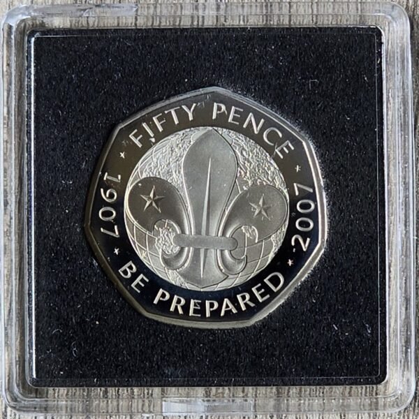 2019 Reissue Scout Movement UK Proof 50p Coin in Quadrum